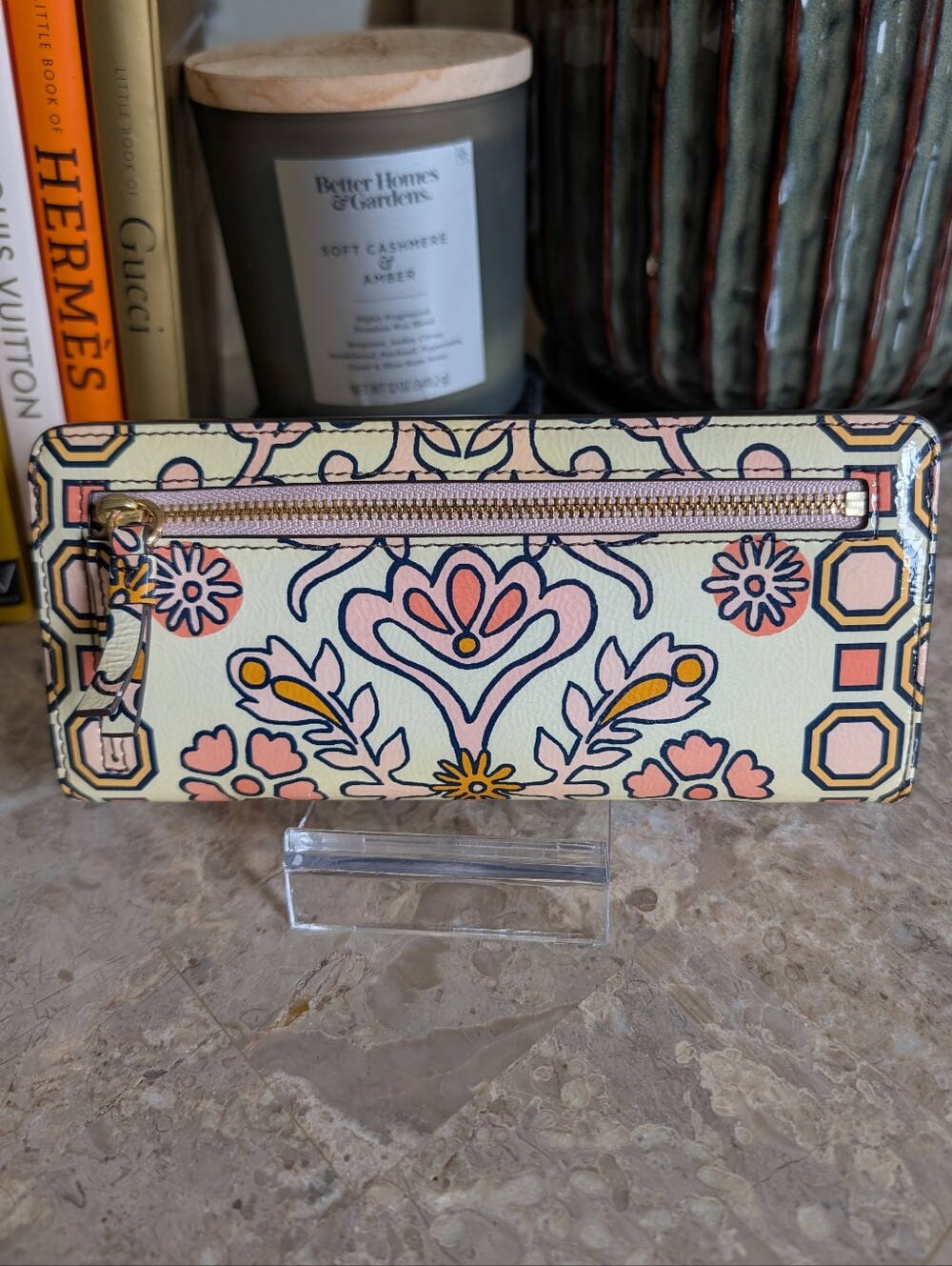 Tory Burch Cream Wallet with Pink and Peach Floral Motif - Picture 2 of 9